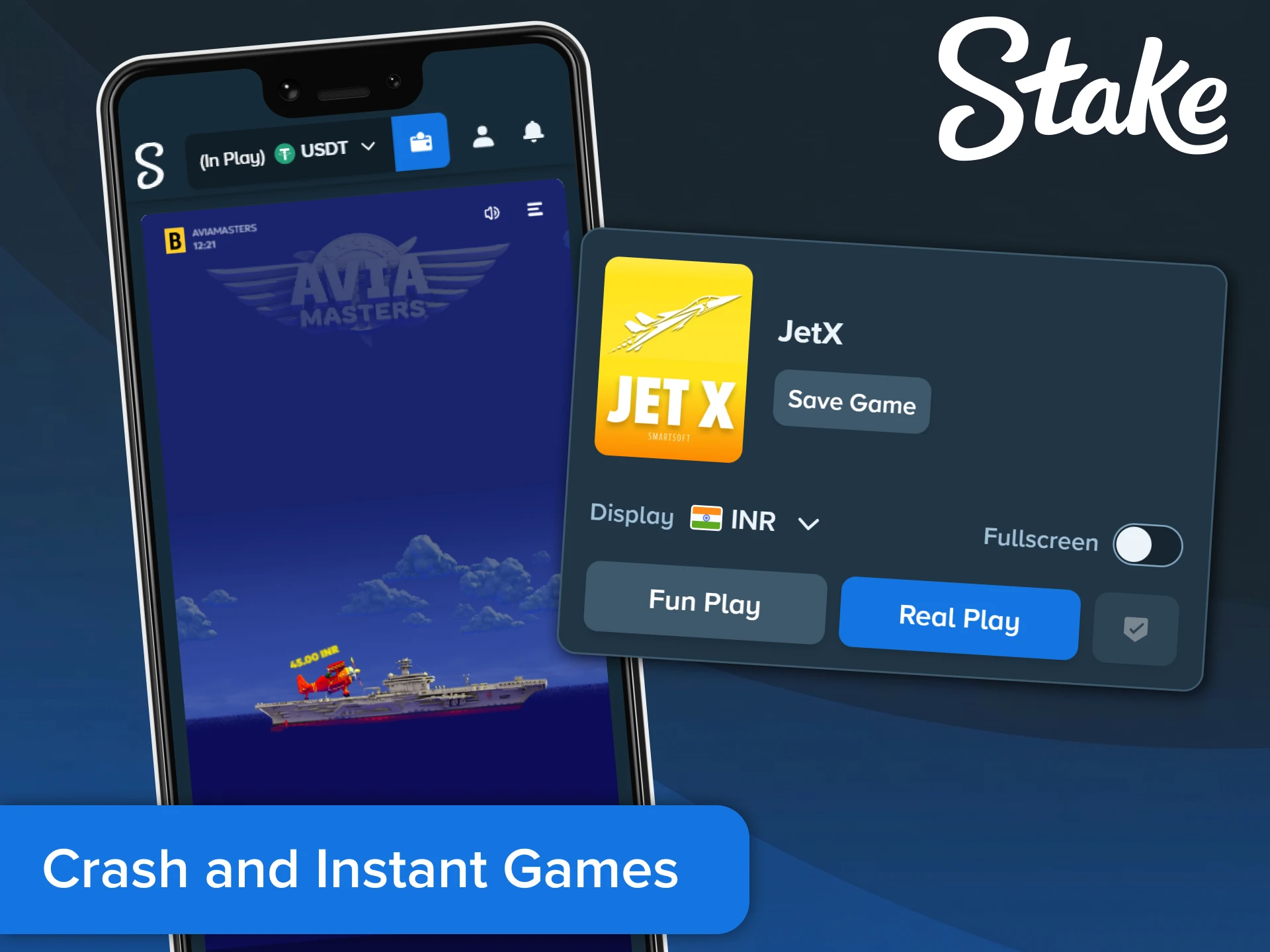 Bet on fast-paced crash and instant games via Stake App.