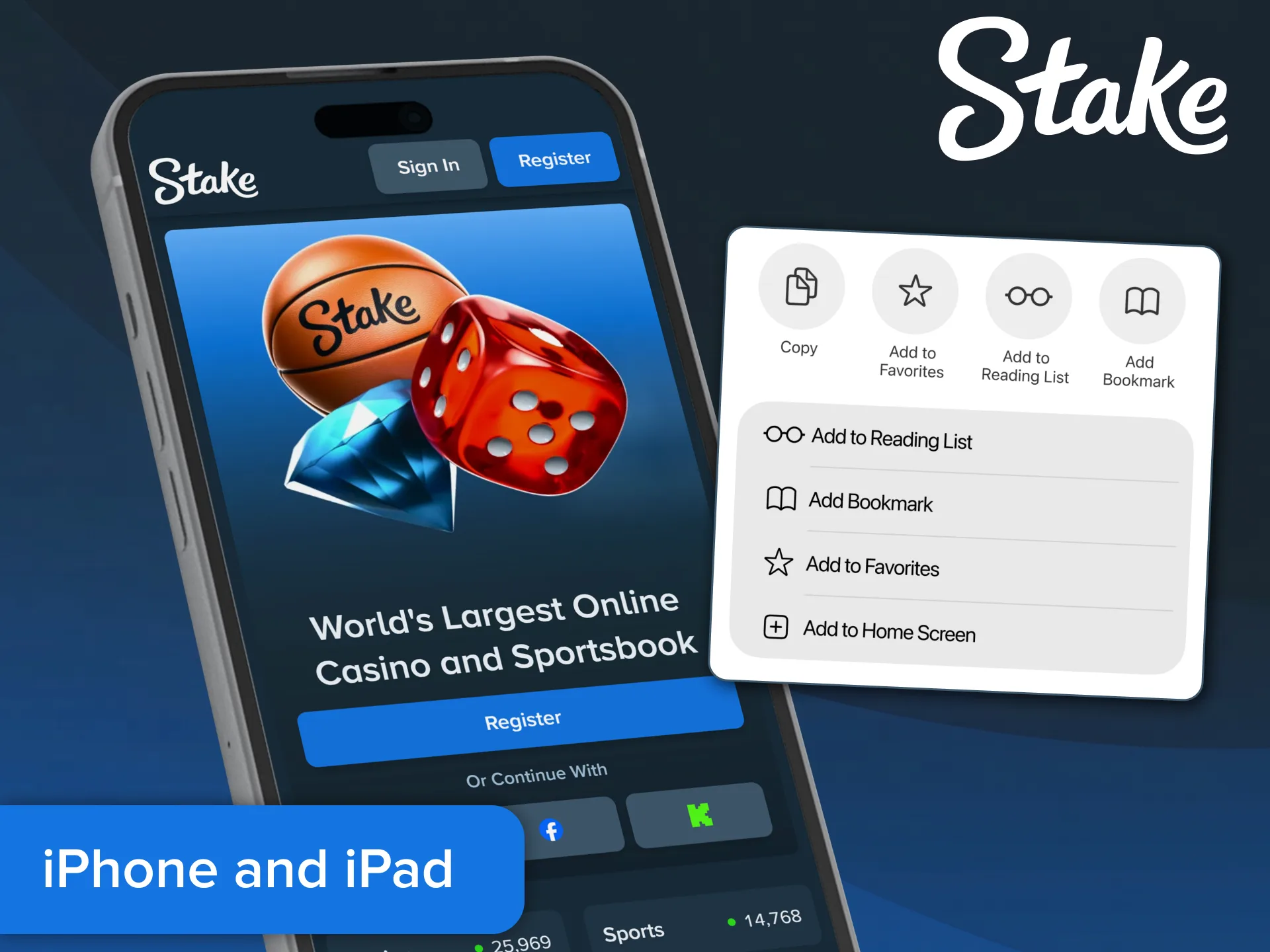 Install the Stake App on iPhone and iPad for smooth mobile gaming.