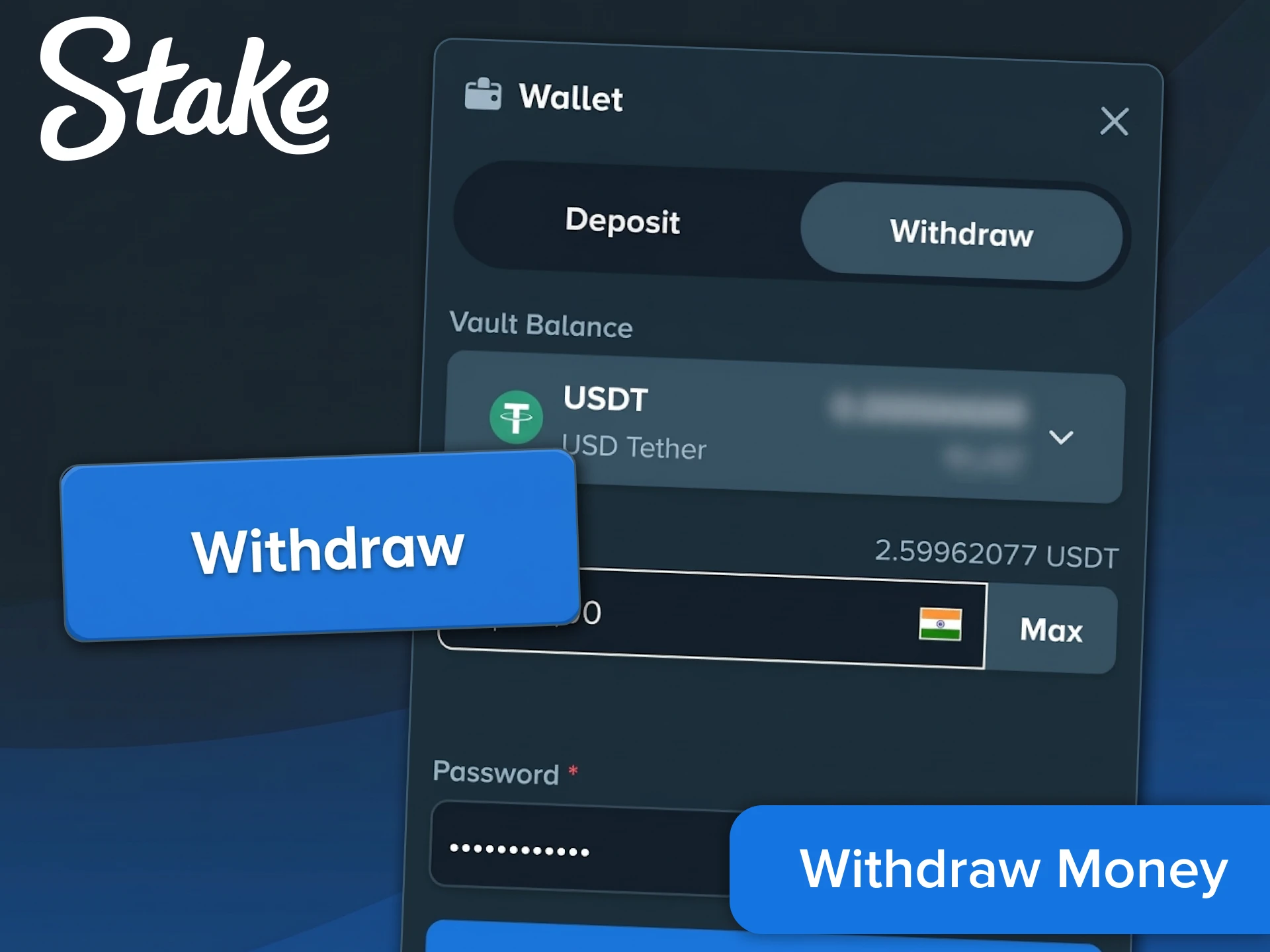 Cash out your winnings quickly through the official Stake App.