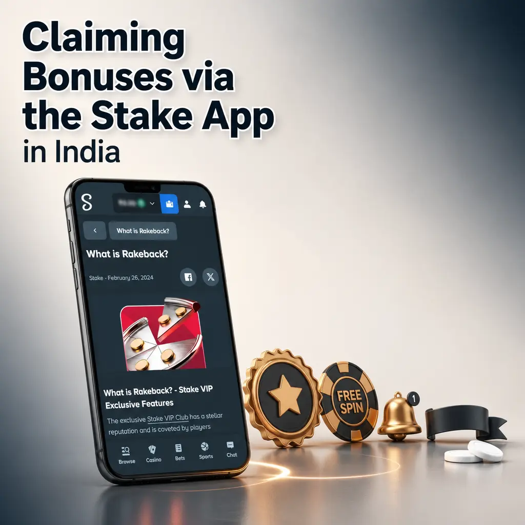 Stake app promotions tab in India showing bonus offers, opt-in controls, and push notifications matching the browser version.