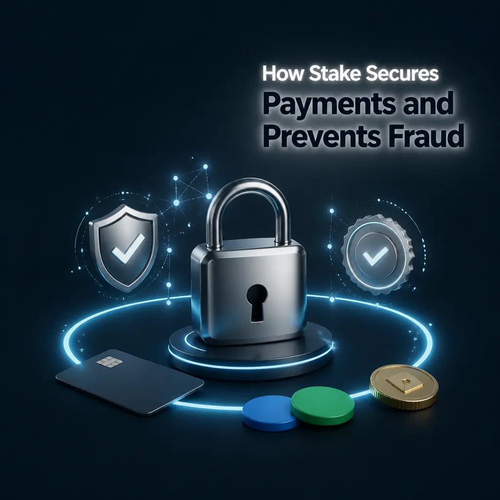 Diagram showing how Stake secures payments, verifies withdrawals, and prevents fraud under its Curaçao eGaming license