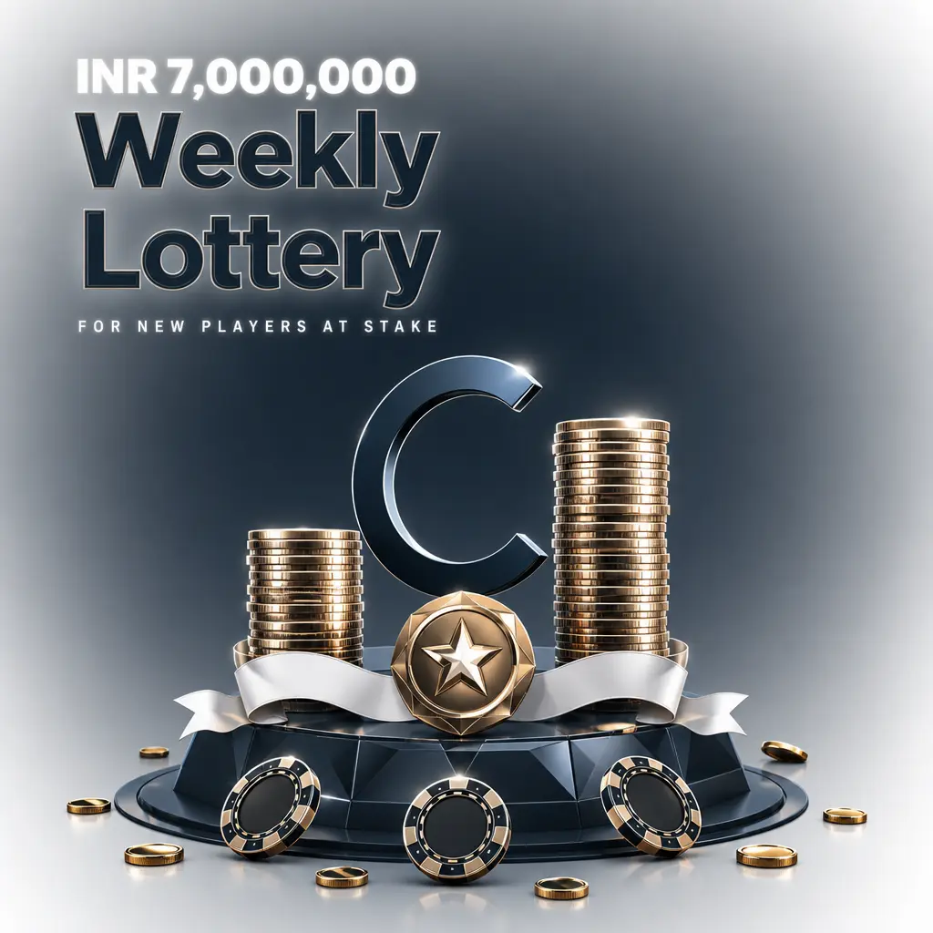 Stake Weekly Lottery banner showing INR 7,000,000 prize pool for new players wagering on casino and sportsbook markets