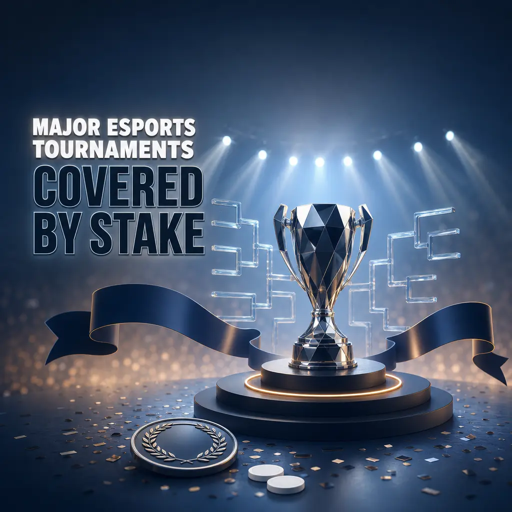 List of major esports tournaments covered by Stake, including The International, CS2 Majors, LoL Worlds and Valorant Champions.