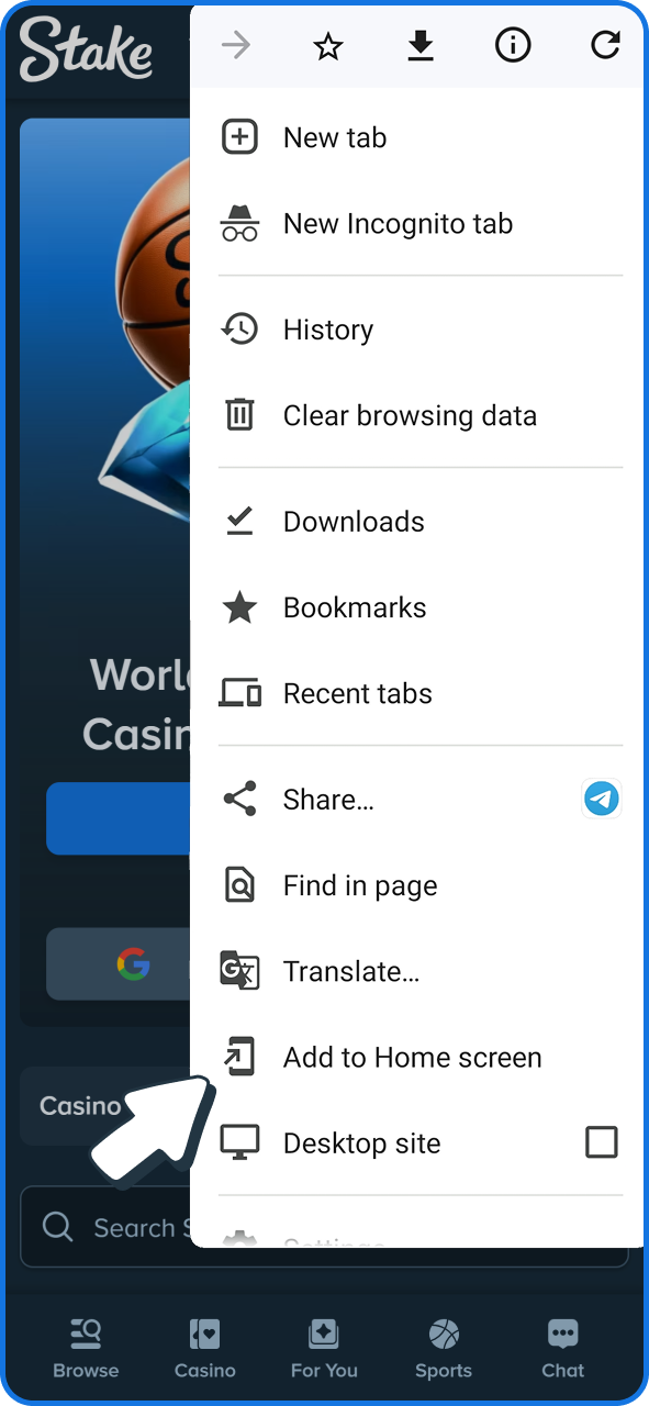 Add Stake to your homescreen and start registration process.