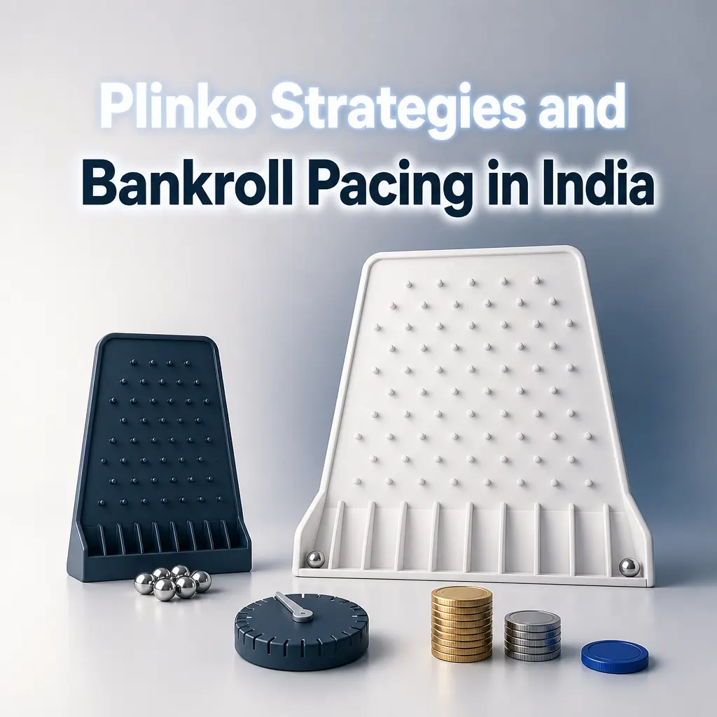Plinko board with risk settings and payout slots illustrating bankroll pacing strategies for Indian players.